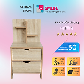 Kệ gỗ đầu giường phong cách hiện đại SMLIFE Nittin