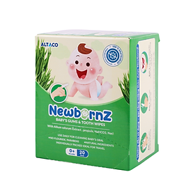 Gạc răng miệng thảo dược NewbornZ  Hộp 20 gói rơ lưỡi cho trẻ sơ sinh và