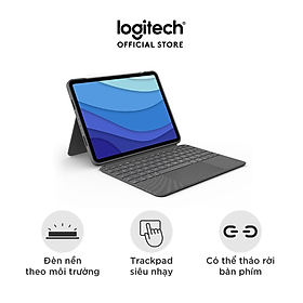 Bao da kèm bàn phím Logitech Combo Touch dành cho iPad Pro 12.9 inch (gen 5) - Bàn phím Backlit có thể tháo rời, Trackpad siêu nhạy - Hàng chính hãng