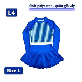 Đồ bơi tay dài cho bé gái kín đáo từ 30-50kg - Áo lững chân váy cạp cao