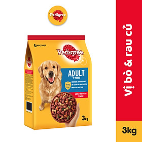 Thức ăn chó Pedigree vị thịt bò & rau củ túi 3kg