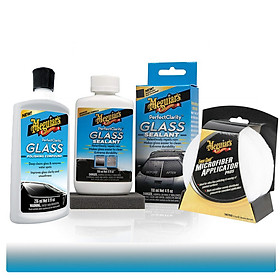 Meguiar's Combo - Xi đánh bóng kính & Phủ nano kính & Mút Microfiber - Kính sáng Nhìn xa - G20102 (3 sản phẩm)