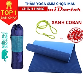 Hình ảnh Thảm Tập YoGa TPE Dày 6mm Gym miDoctor + Bao Thảm Tập Yoga + Dây Thảm Tập Yoga (Túi, Dây Giao Màu Ngẫu Nhiên)