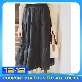 Chân váy xòe dáng dài chất đẹp, dễ thương 2 tầng cạp chun