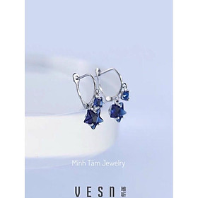 Bông tai bạc nữ 925 ngôi sao xanh may mắn-Minh Tâm Jewelry