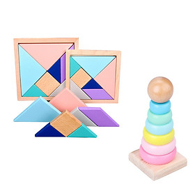 Combo Tangram + Tháp Cầu Vồng Xếp Chồng. Đồ Chơi Giáo Dục Sớm Montessori Cho Bé Từ 1 Tuổi ETED35NYN161EG