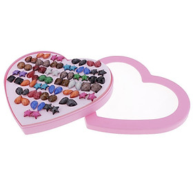36 Pairs Resin Geometric Stud Earrings Set Girls Love Heart Box Organizer