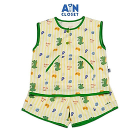 Bộ quần áo Ngắn bé trai họa tiết Khủng Long Kẻ Vàng Cotton - AICDBTWRLLBJ - AIN Closet