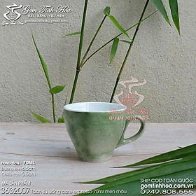 Ly tách sứ uống cafe espresso 70ml men vân đá màu xanh lá cây Gốm sứ Bát Tràng cao cấp