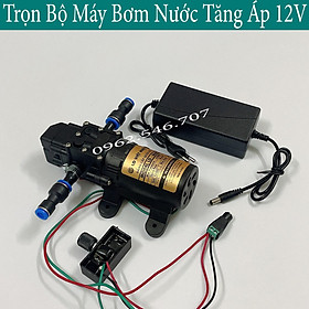 Mua Bộ máy bơm tăng áp mini tự động ngắt 12v lưu lượng nước 8L/phút kèm nguồn ( Loại Tốt )