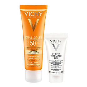 Bộ Đôi Kem Chống Nắng Ngăn Sạm Da, Giảm Thâm Nám Vichy Ideal Soleil Anti Dark Spot (50ml) + Sữa Rửa Mặt Tẩy Trang Purete Thermale 3in1 (5ml) - 100940175