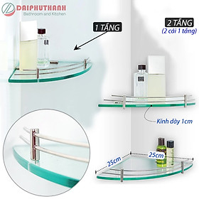 Kệ Kính Cường Lực Lắp Góc Nhà Tắm KZ-KKG01 - Có 1 và 2 tầng, phụ kiện inox 201 hoặc 304, nhỏ gọn tiết kiệm diện tích
