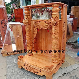 Mua Bàn Thờ Ông Địa Gỗ Xoan ngang 60cm Hộp Đèn   bàn thờ ông địa gỗ