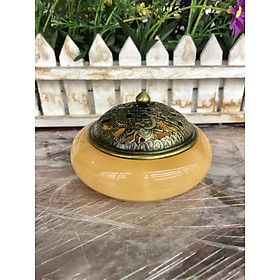 Lư xông trầm hương, hủ đỉnh đốt nhang, trầm hương đá ngọc hoàng long size nhỏ - Cao 10 cm