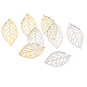 200 Piece Alloy Filigree Leaves Charms Pendant Findings for DIY Chinese Hairpins Bridal Jewelry Hair Accessories Silver Gold