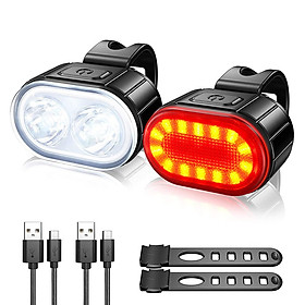 Q3 Đèn pha xe đạp có thể sạc lại USB Bộ đèn sau IPX4 Đèn LED an toàn cho xe đạp Đèn trước và đèn hậu đi xe đạp