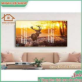 Mua Tranh Hươu Hiện Đại tráng gương pha lê trang trí không gian TẶNG KÈM ĐINH TREO PC06