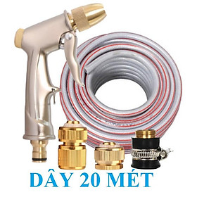 Mua Bộ dây vòi xịt nước rửa xe  tưới cây . tăng áp 3 lần  loại 20m 206701-1 đầu đồng cút đồng + tặng mở chai
