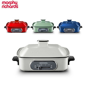 Nồi điện 3 trong 1 lẩu, hấp, nướng đa năng cao cấp Morphy Richards - Chất liệu: Nhôm hợp kim - Công suất 1400W  - Có 4 màu - Hàng Nhập Khẩu