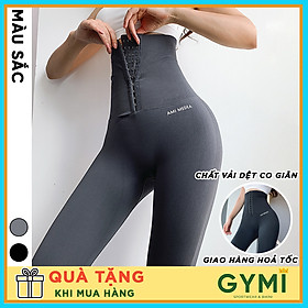 Quần tập gym yoga nữ gen bụng Latex GYMI QD24 dáng legging kèm đai nịt thon gọn eo lưng cao 20cm nâng mông