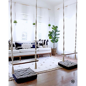 Mua 1 xích đu gỗ tần bì dây treo cotton bện xoắn