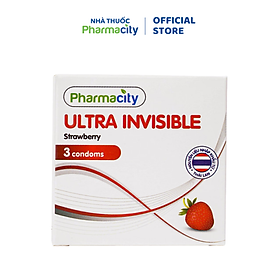 Bao cao su siêu mỏng Pharmacity Ultra Invisible (Hộp 3 cái)