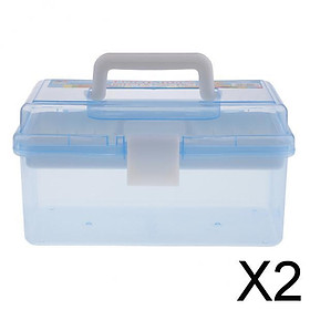 2x2 Layer Plastic Sewing Jewelry Painting Tools Box Storage Box Organizer Blue
