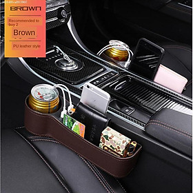 Car Seat Pockets PU Leather Gap Catcher Filler Side Organizer Catch Containers with 2 USB Ports for Holding Phone, Sunglasses, Keys