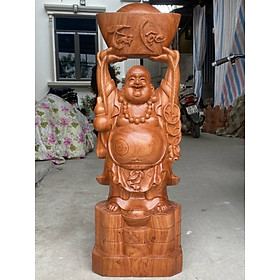 Mua Tượng phật di lặc dâng  vàng gỗ hương đá kt cao 100×34×26cm