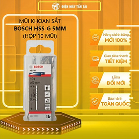 MŨI KHOAN SẮT BOSCH HSS-G 5MM (HỘP 10 MŨI) - Hàng chính hãng
