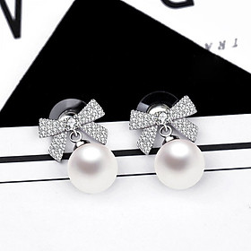 Bông Tai Ngọc Trai San Hô - Nơ Bướm - Trang Sức Cô Tấm - ELVA PEARL (9-10ly) - CTJ3114
