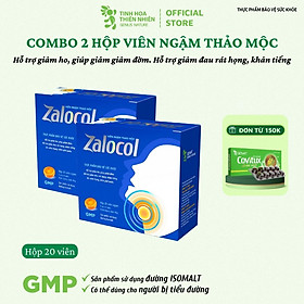 Combo 2 hộp viên ngậm Ho thảo mộc Zalocol Hỗ trợ giảm đờm, đau rát họng, khản tiếng do viêm họng, viêm phế quản (Hộp 20 viên) - Genat