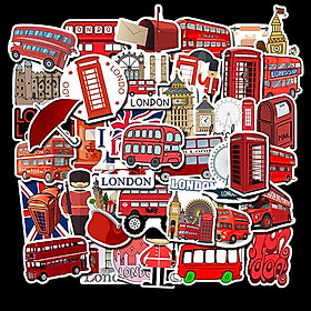 Set 30 Sticker chủ đề London ảnh decal hình dán ép lụa