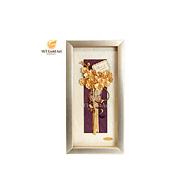 Tranh bó hoa lan dát vàng nền sáng (13x26cm) MT Gold Art- Hàng chính hãng, trang trí nhà cửa, phòng làm việc, quà tặng sếp, đối tác, khách hàng, tân gia, khai trương 
