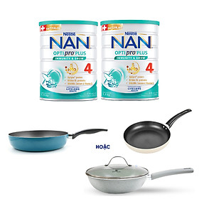 Bộ 2 Lon Sữa bột Nestlé NAN OPTIPRO PLUS 4 1500g/lon với 5HMO Giúp tiêu hóa tốt + Tăng cường đề kháng  Tặng Chảo Elmich (2 - 6 tuổi)