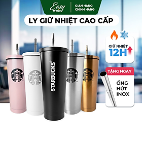 Ly Giữ Nhiệt EASYMIX Cao Cấp Bền Đẹp Tặng Kèm Ống Hút Inox