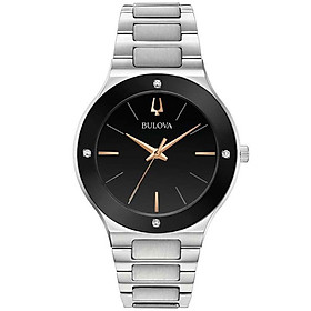 Đồng Hồ Nam Bulova Đính Kim Cương Dây Thép Không Gỉ 96E117 - Mặt Đen