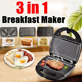220V 3in1 Household Waffle Sandwich Machine BBQ Grilling Breakfast Maker