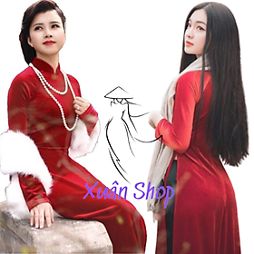 Áo dài nhung đỏ tươi / áo dài nữ / áo dài truyền thống