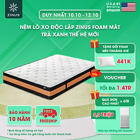 Nệm Lò Xo Độc Lập Zinus Foam Mát Trà Xanh Thế Hệ Mới
