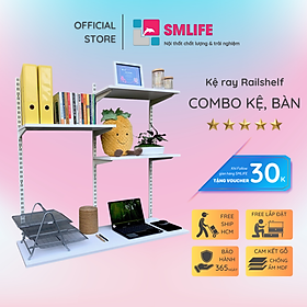 Mua Kệ Ray Tường SMLIFE Railshelf Kiêm Bàn Làm Việc RTH120 - Kệ Treo Tường Tùy Biến Kích Thước & Vị Trí Hiện Đại Cho Căn Hộ Nhỏ