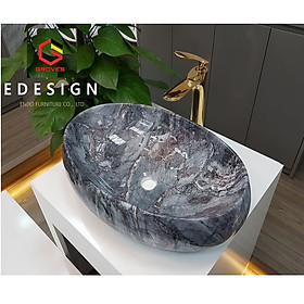 Mua CHẬU LAVABO HÌNH ELIP VÂN ĐÁ nhập khẩu cao cấp GRVL 062F