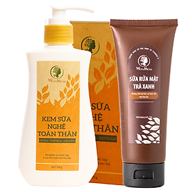Bộ chăm sóc da mặt khỏe mạnh, body trắng mịn Wonmom (1 sữa rửa mặt + 1 kem sữa nghệ)