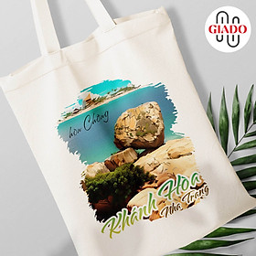 Túi canvas GIADO, túi vải bố, túi tote mẫu Nha Trang hòn chồng