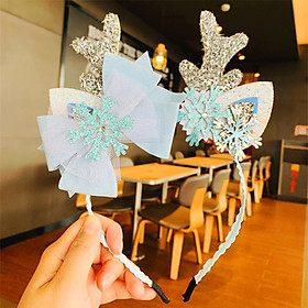 Băng đô cài tóc Noel hình sừng tuần lộc phối hoa trạng nguyên xinh lung linh mùa Giáng sinh phù hợp làm phụ kiện chụp hình – NOEL002