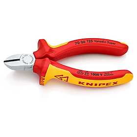 Mua Kềm Cắt Mũi Thon Diagonal Knipex 70 06 125 Lưỡi Tôi 62 HRC  Cộng Lực 20%  Chiều Dài 125mm & Tay Cầm Cách Điện VDE 1000 Volt - Sản Xuất Tại Đức