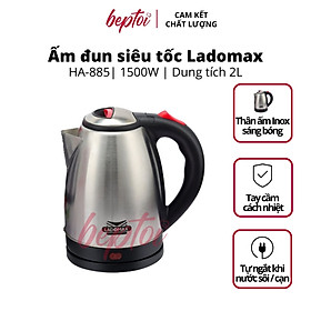 Ấm đun siêu tốc Ladomax 2L, bình siêu tốc Inox công suất 1500W HA-885 - Hàng chính hãng