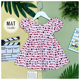 Váy thô chấm bi tay bồng, khoét lưng bé gái size 1-10, cho bạn từ 10-30kg. Chất siêu mát, không nhăn, siêu xinh