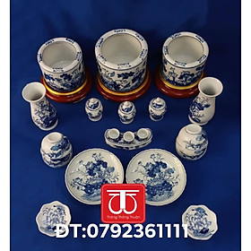 Mua BỘ BÁT HƯƠNG VẼ SEN ĐẾ GỖ SƠN SON THẾP VÀNG ĐK BÁT 16 18 20CM