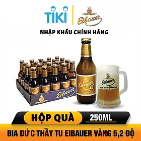 [BIA ĐỨC_SINCE 1810] Thùng 20 Chai Bia Tươi Thầy Tu EIBAUER HEFEWEIZEN HELL 5.2 ĐỘ 250Ml/Chai - Bia Tươi Men Sống Thượng Hạng - Nhập Khẩu Chính Hãng